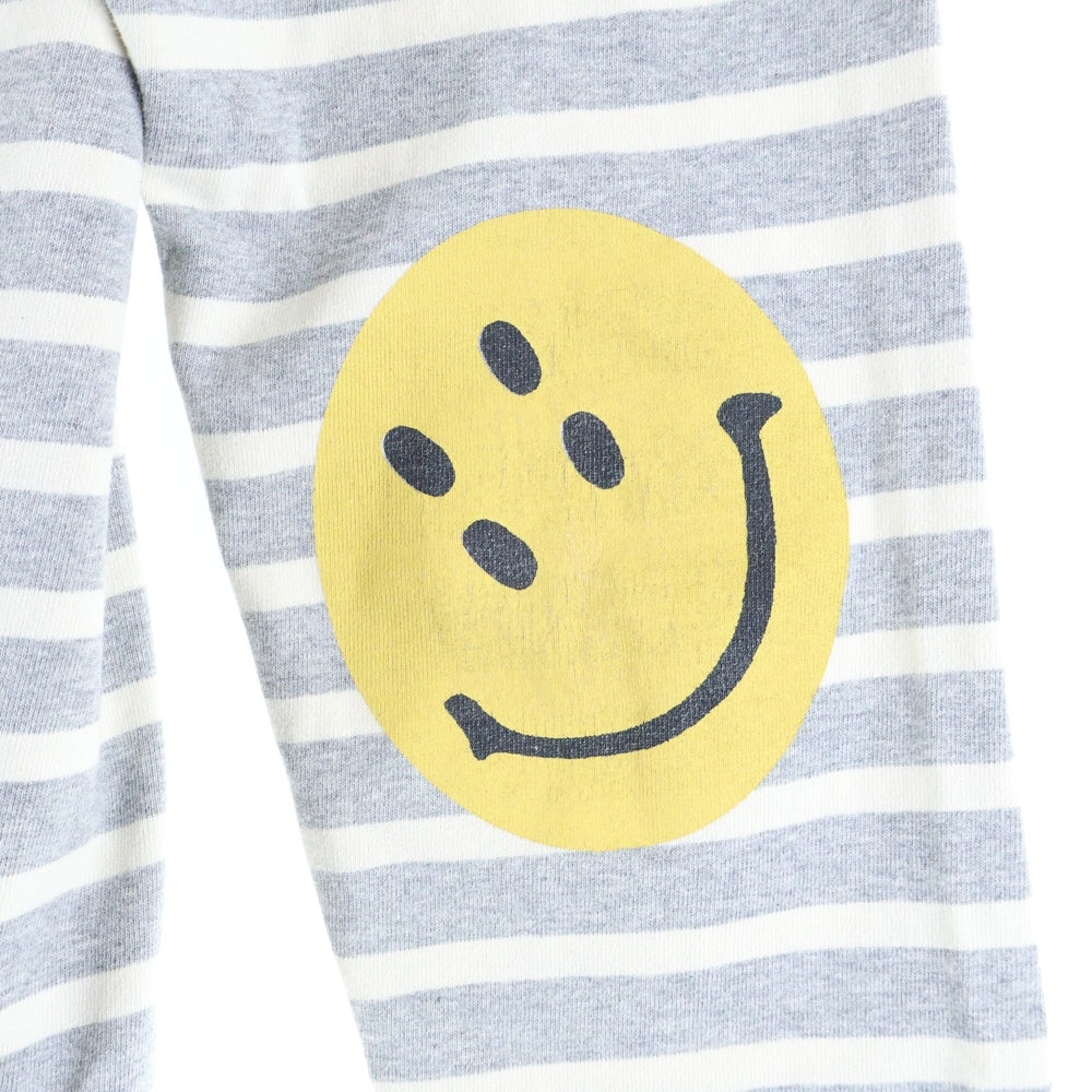 KAPITAL(キャピタル) Smiley elbow Patch T- Shirt スマイリーエルボーパッチカットソー グレー/クリーム EK-904