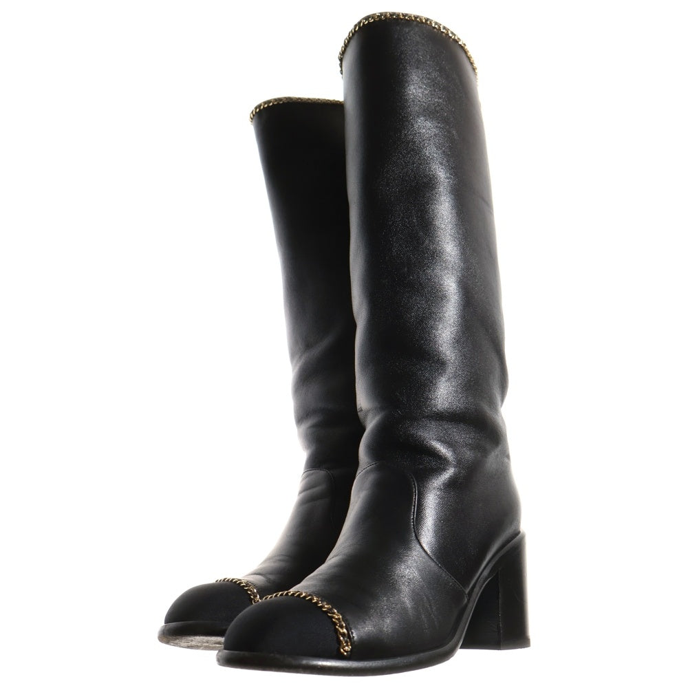 CHANEL(シャネル) ココマーク チェーンレザー ロングブーツ G37830 Y55398 94305 ブラック レディース