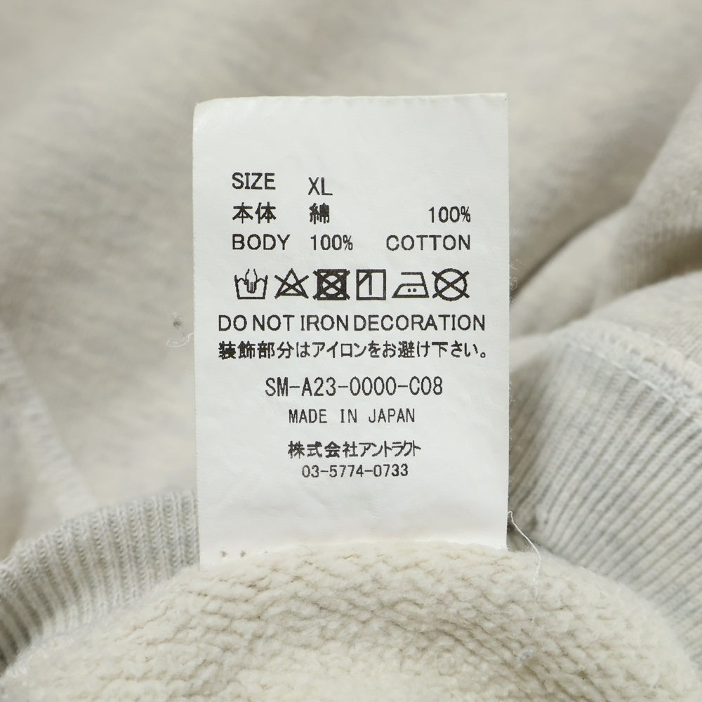 SAINT MICHAEL(セントマイケル) 23AW×木梨憲武 仮面ノリダーヴィンテージ加工 クルーネックスウェットトレーナー SM-A23-0000-C08 グレー