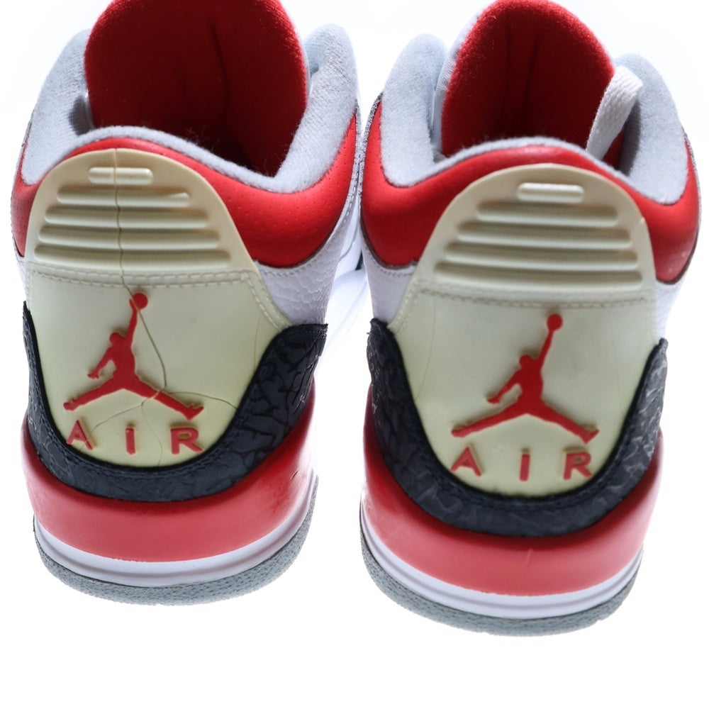 NIKE(ナイキ) 【観賞用 2007年製】AIR JORDAN 3 RETRO FIRE RED 136064-161 エアジョーダン3 ファイヤーレッド ハイカットスニーカー US9.5/27.5cm ホワイト/レッド