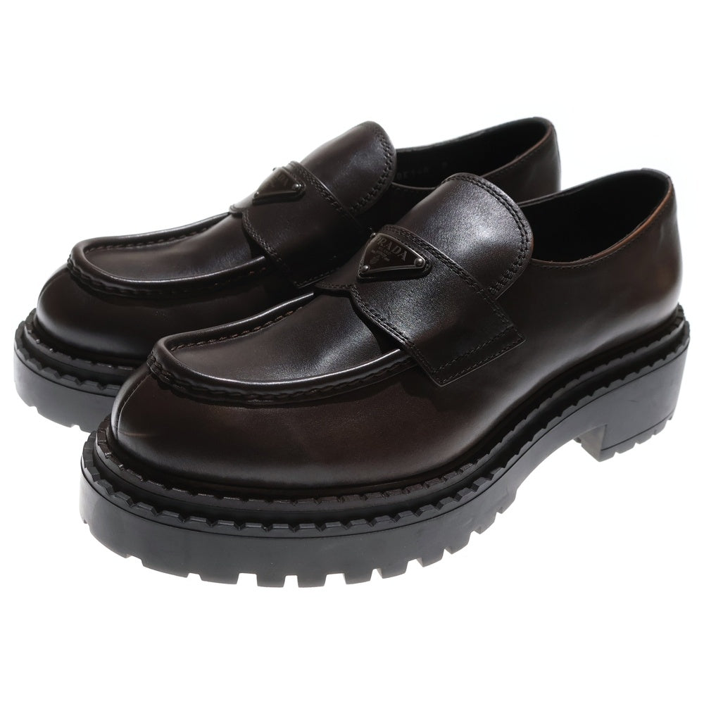 PRADA(プラダ) Leather Loafers 2DE148 ブラシッドレザー ローファー9 ブラウン