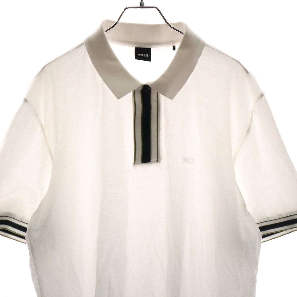 BOSS(ボス) 10245501 ロゴプリント 半袖ポロシャツ コットン ホワイト