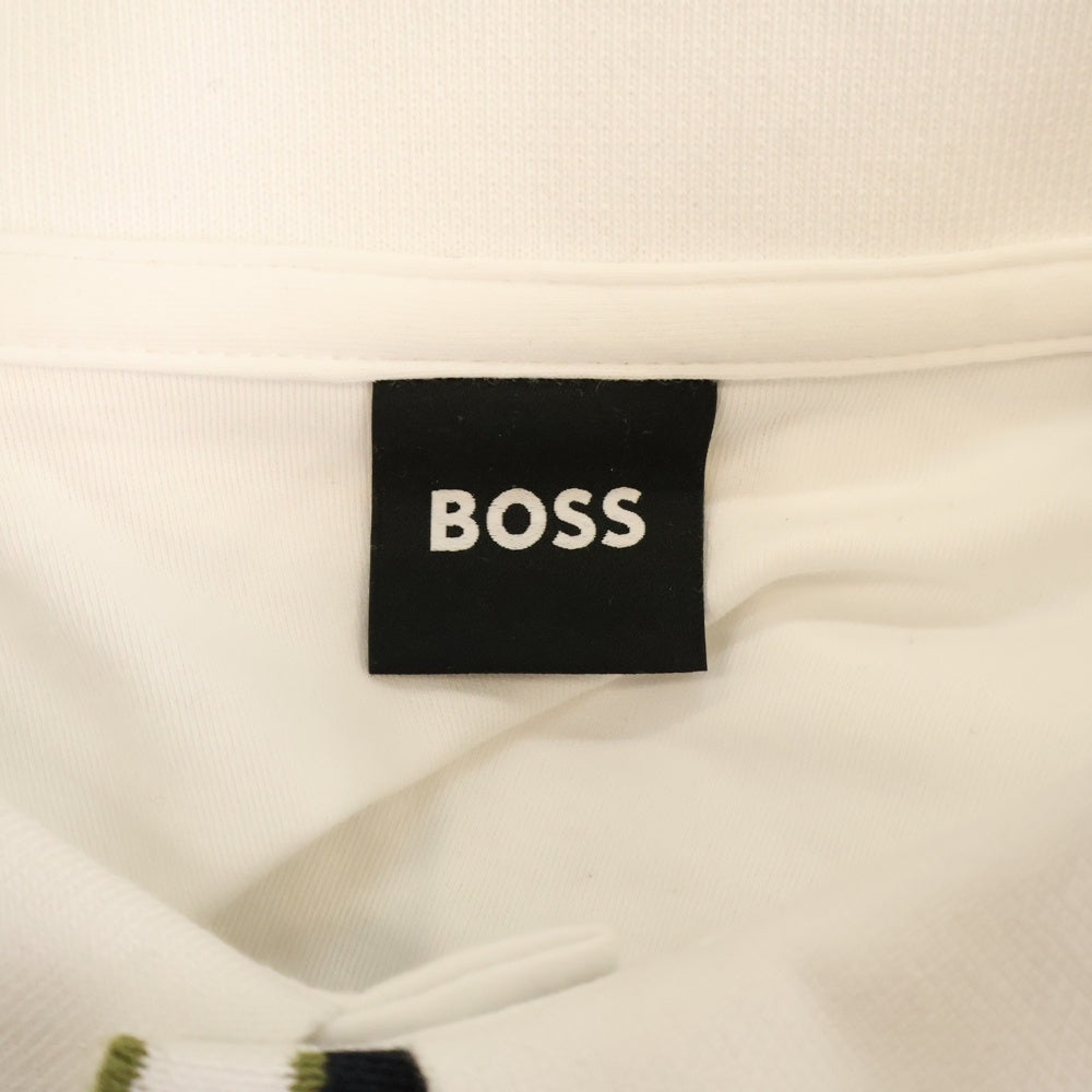 BOSS(ボス) 10245501 ロゴプリント 半袖ポロシャツ コットン ホワイト