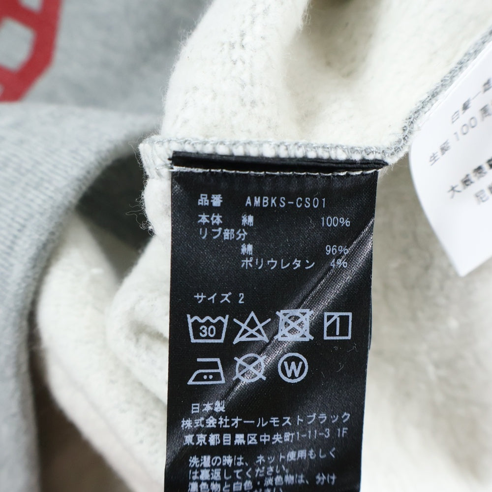 ALMOSTBLACK(オールモストブラック) KAZUOSHIRAGA ALMOST BLACK AMBKS-CS01 白髪一雄 プルオーバー パーカー グレー