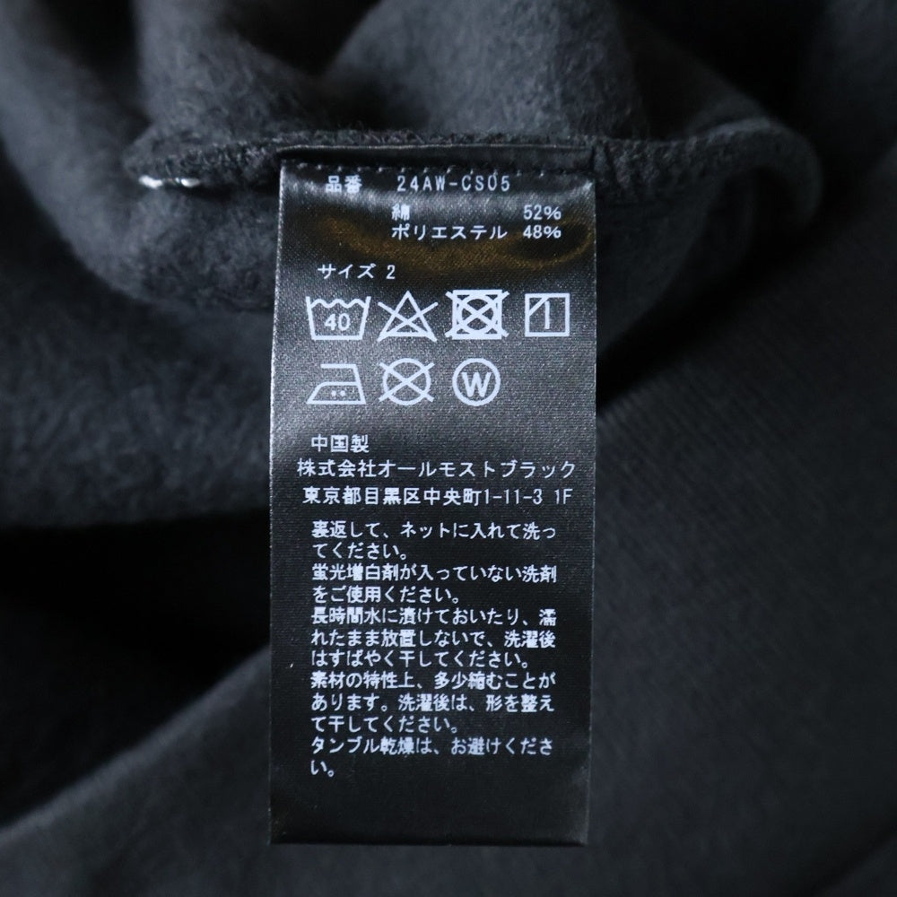 ALMOSTBLACK(オールモストブラック) 24AW LOGO HOODIE 24AW-CS05 ロゴフーディ パーカー ブラック