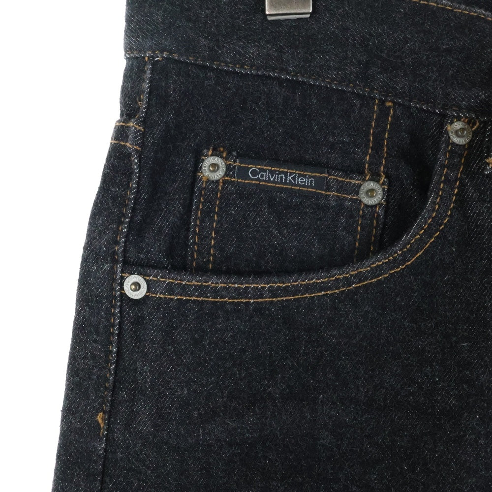 Calvin Klein(カルバンクライン) ウォッシュ加工 ストレートデニムパンツ ジーンズ ブラック 494003