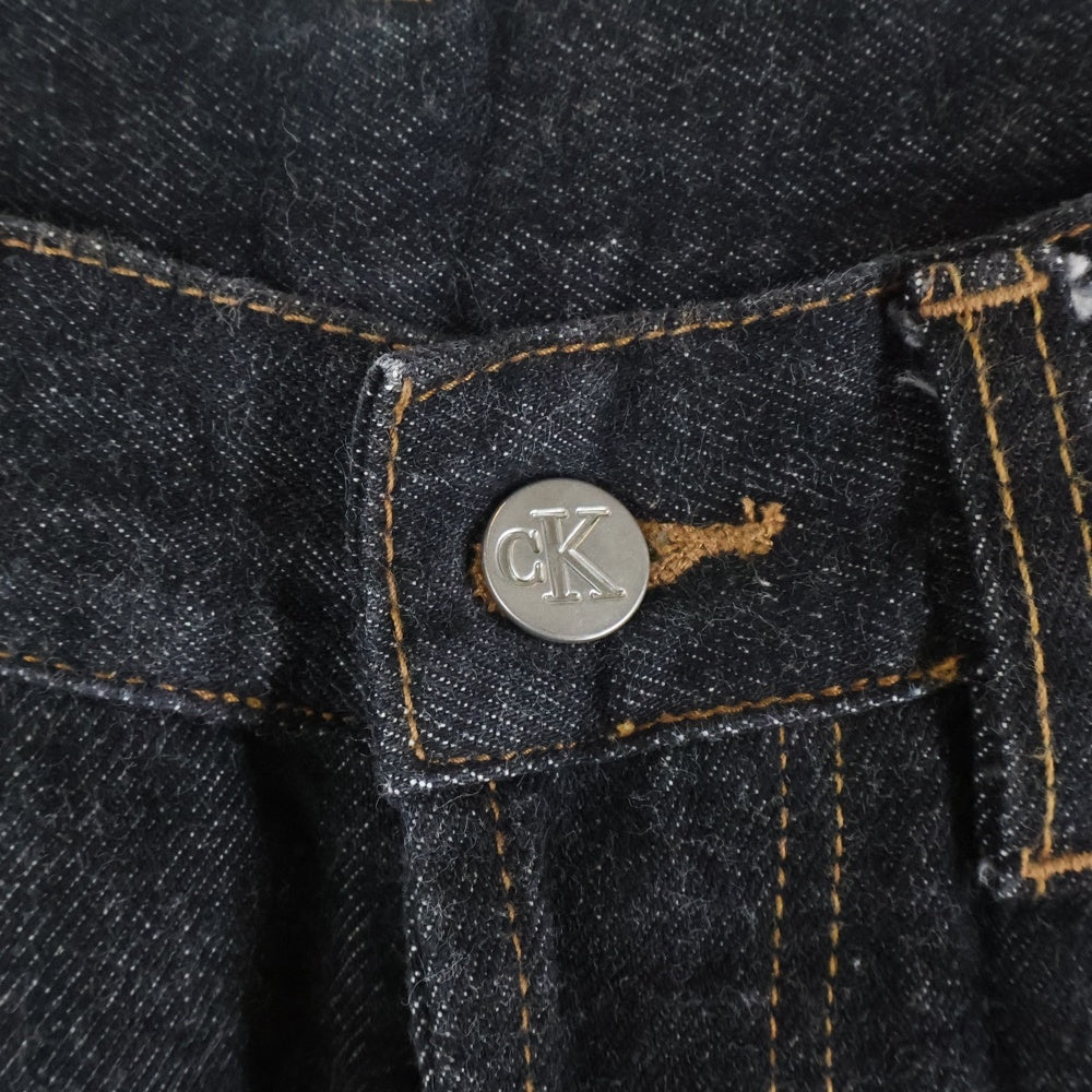 Calvin Klein(カルバンクライン) ウォッシュ加工 ストレートデニムパンツ ジーンズ ブラック 494003