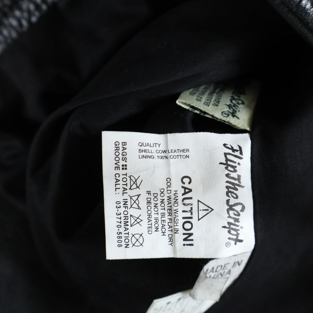 FLIP THE SCRIPT(フリップザスクリプト) フロント パッチロゴ ダブルライダース レザージャケット ブラック