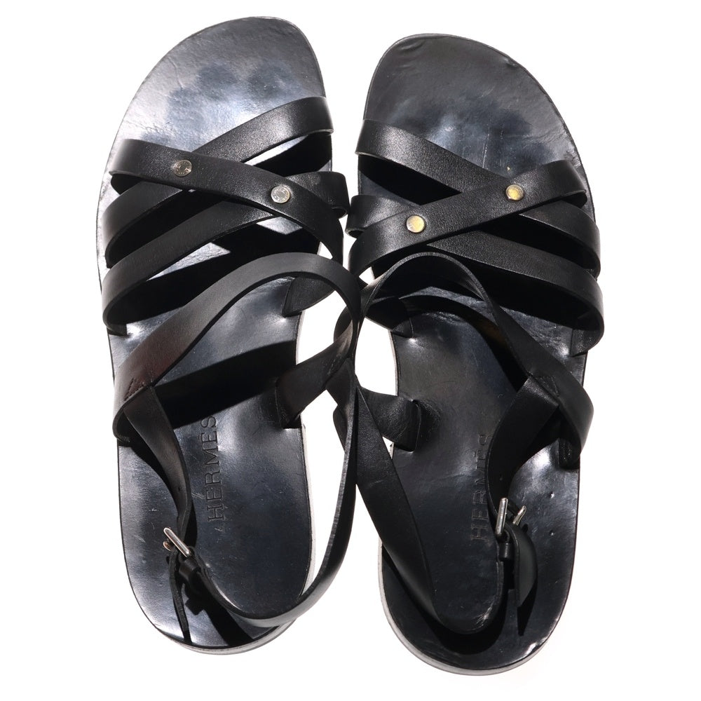 HERMES(エルメス) カーフレザー バックストラップ サンダル 43 ブラック