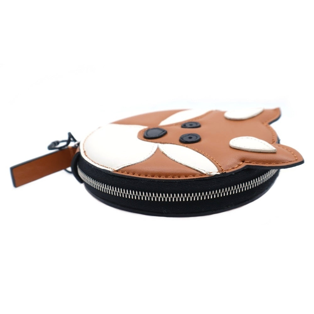 MAISON KITSUNE(メゾンキツネ) コインケース キーホルダー バッグチャーム JU05329LC0029 ブラウン/ホワイト