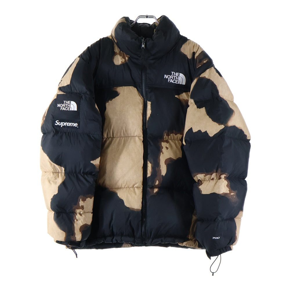 SUPREME(シュプリーム) 21AW×The North Face Bleached Denim Print Nuptse Jacket NF0A7WO8 ザノースフェイス ブリーチド デニム プリント ヌプシ ダウンジャケット ブラック/ブラウン