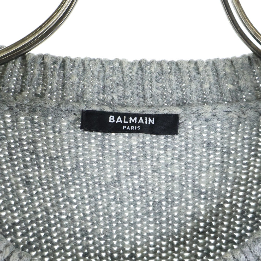 BALMAIN(バルマン) ロゴ ウール クルーネックニットセーター グレー KD000K027