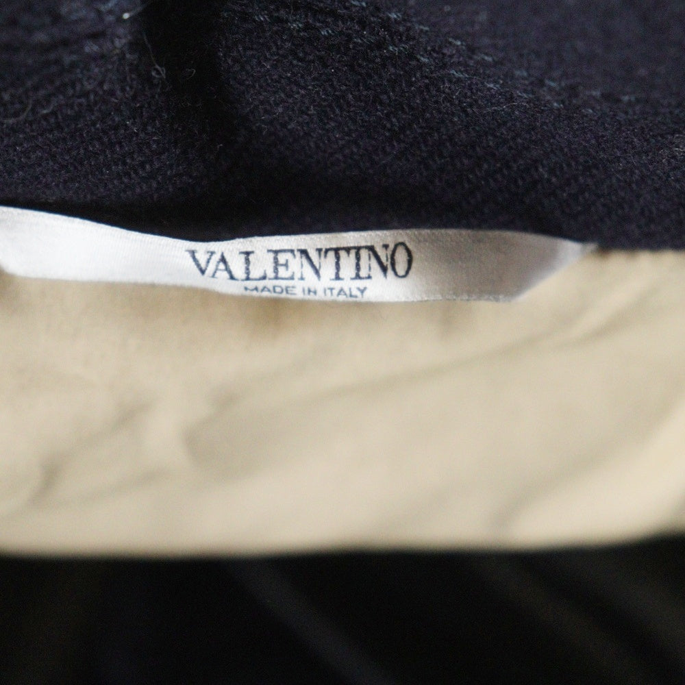 VALENTINO(ヴァレンティノ) シープスキン レザー切替 コットン ジップアップコート ネイビー VV3CJF4579Q