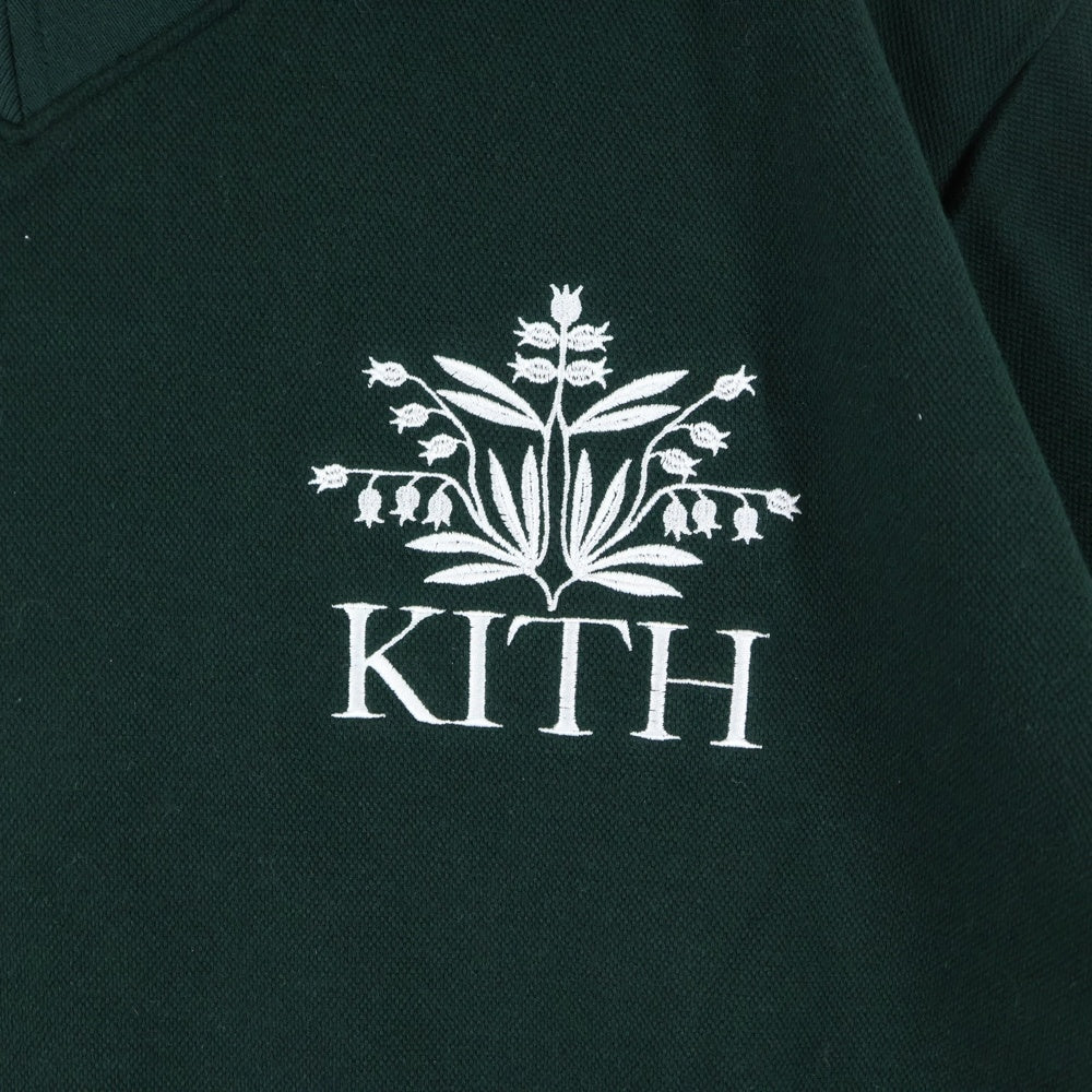 KITH(キス) 25SS フロントロゴ刺繍 コットン ポロシャツ グリーン