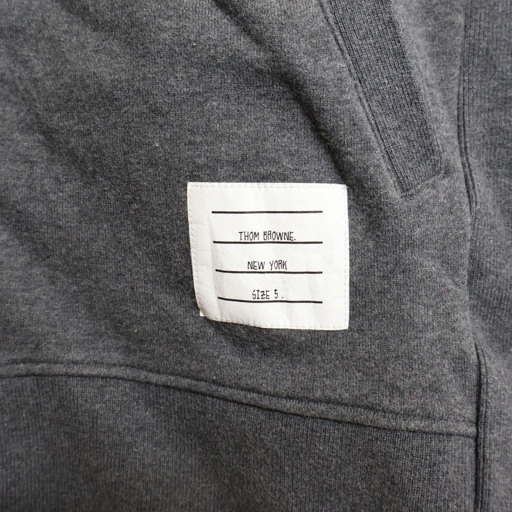 THOM BROWNE(トムブラウン) 4BAR コットン MJT022H-00535-025 ジップアップパーカー シルバー金具 グレー