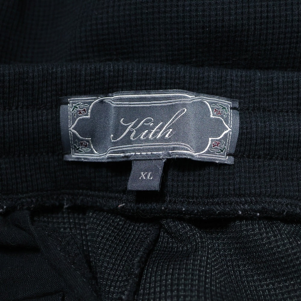 KITH(キス) 25SS フロント ロゴ刺繍 コットンハーフパンツ ブラック