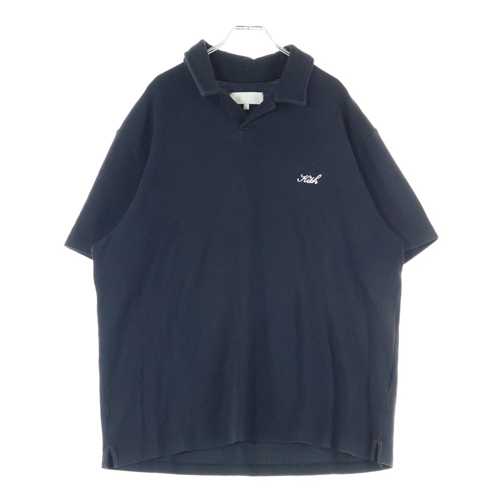 KITH(キス) 25SS フロントロゴ刺繍 コットン ポロシャツ ブラック