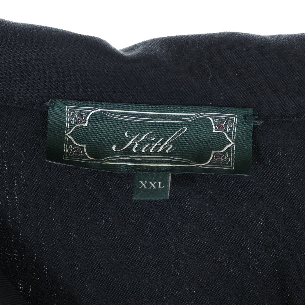 KITH(キス) 25SS フロントロゴ刺繍 コットン 半袖シャツ ブラック