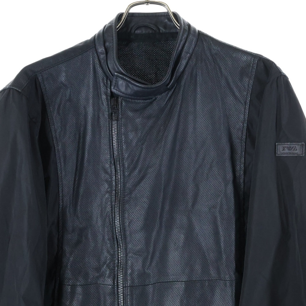 EMPORIO ARMANI(エンポリオアルマーニ) ナイロン フロントメッシュ ジップアップジャケット ブラック