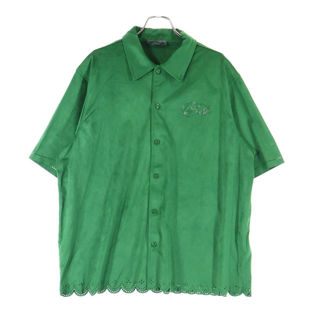 KITH(キス) 25SS ロゴ入り マイクロスウェード 半袖シャツ グリーン