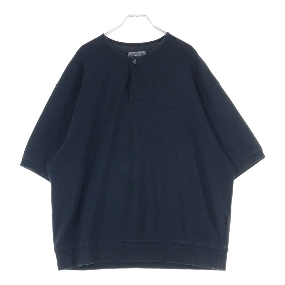 KITH(キス) 25SS パイル生地 ヘンリーネック 半袖Tシャツ ブラック