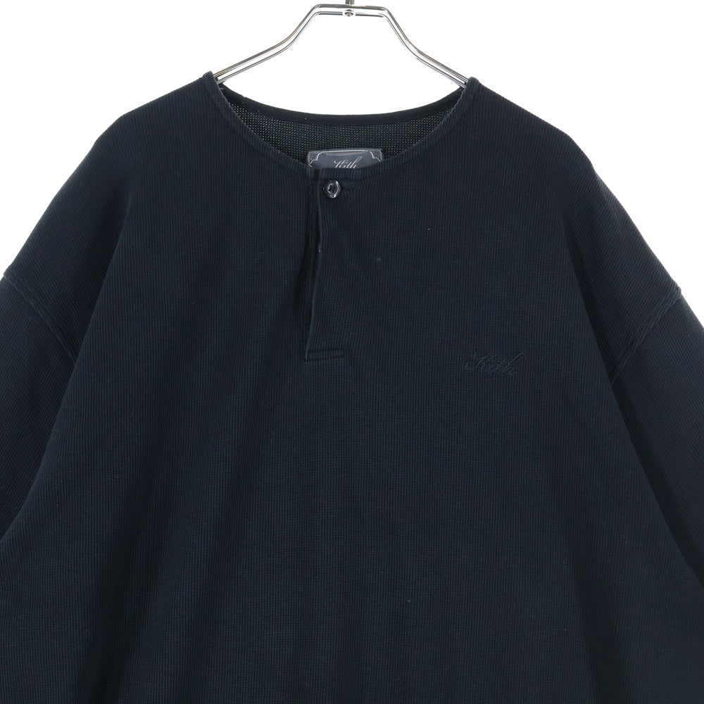 KITH(キス) 25SS パイル生地 ヘンリーネック 半袖Tシャツ ブラック