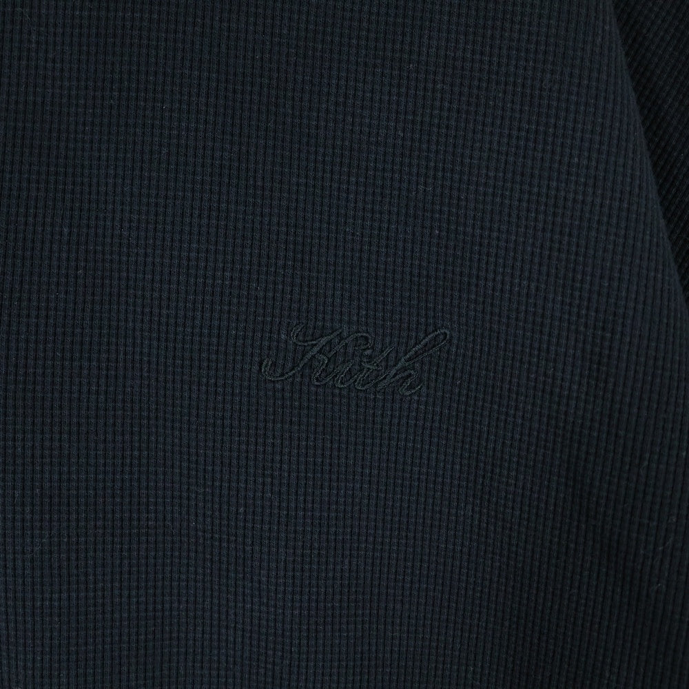 KITH(キス) 25SS パイル生地 ヘンリーネック 半袖Tシャツ ブラック