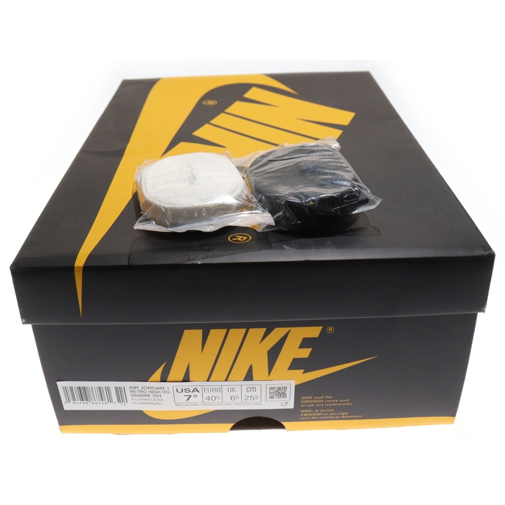 NIKE(ナイキ) AIR JORDAN1 RETRO HIGH OG POLLEN 555088-701 エアジョーダン 1 レトロ パラン ハイカットスニーカー US7.5/25.5cm ブラック/イエロー