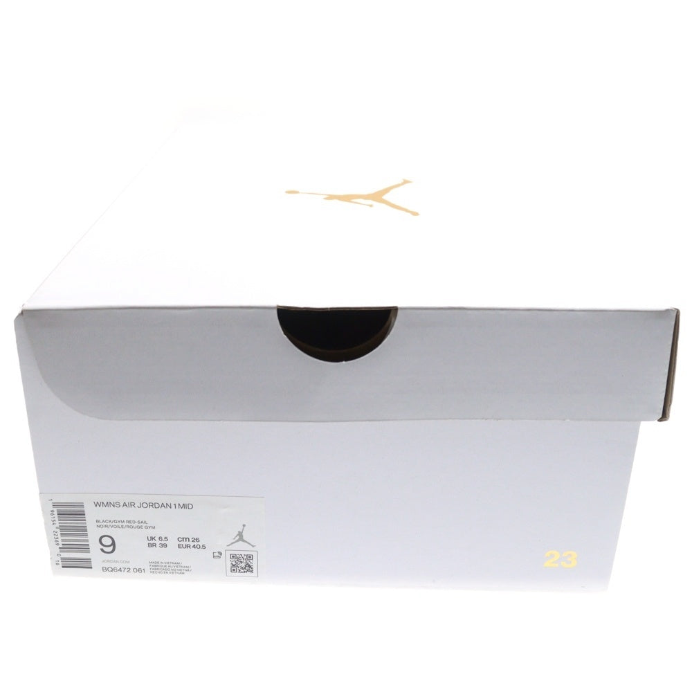 NIKE(ナイキ) WMNS AIR JORDAN 1 MID GYM RED BQ6472-061 ウィメンズ エアジョーダン ジムレッド ミッドカットスニーカー レッド/ブラック US9/26.0cm レディース