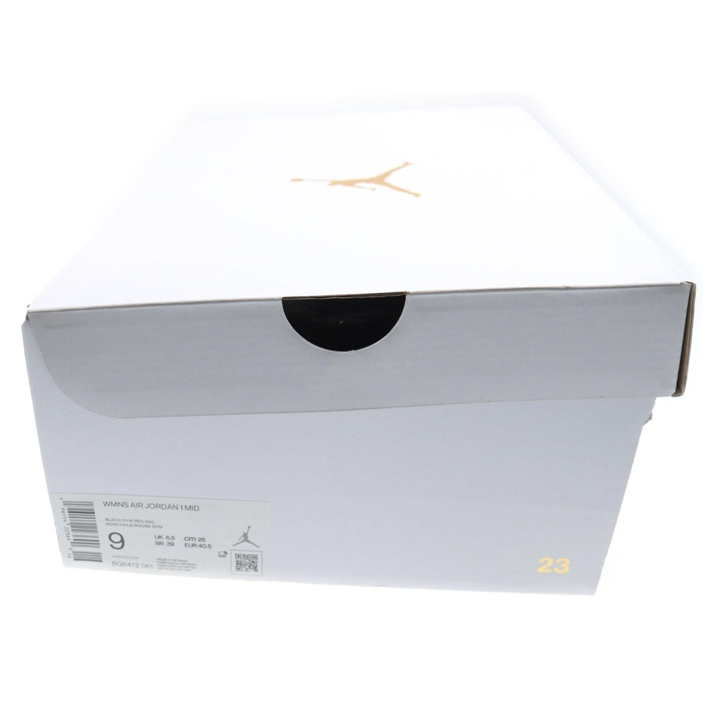 NIKE(ナイキ) WMNS AIR JORDAN 1 MID GYM RED BQ6472-061 ウィメンズ エアジョーダン ジムレッド ミッドカットスニーカー レッド/ブラック US9/26.0cm レディース