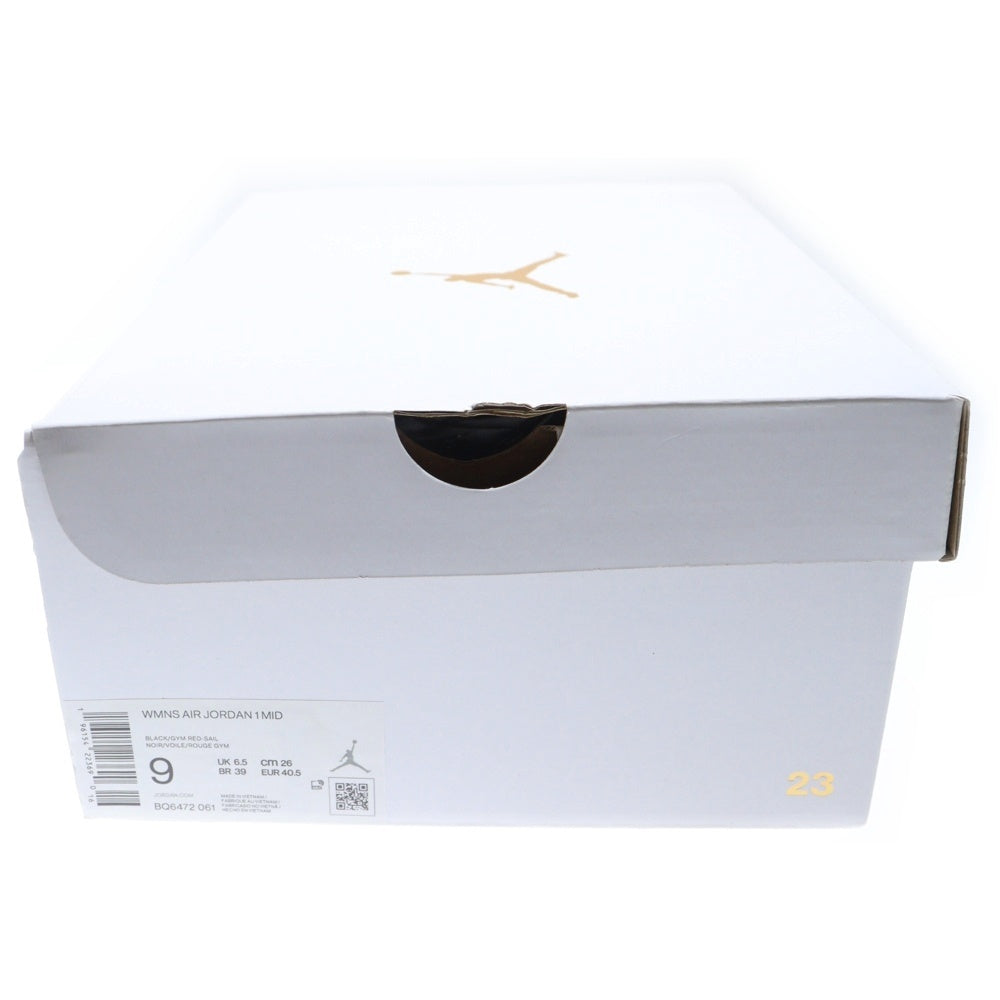 NIKE(ナイキ) WMNS AIR JORDAN 1 MID GYM RED BQ6472-061 ウィメンズ エアジョーダン ジムレッド ミッドカットスニーカー レッド/ブラック US9/26.0cm レディース
