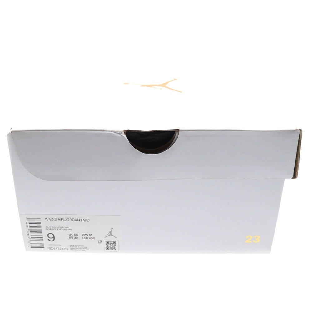 NIKE(ナイキ) WMNS AIR JORDAN 1 MID GYM RED BQ6472-061 ウィメンズ エアジョーダン ジムレッド ミッドカットスニーカー レッド/ブラック US9/26.0cm レディース