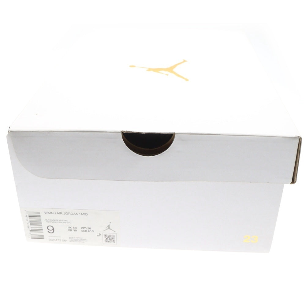 NIKE(ナイキ) WMNS AIR JORDAN 1 MID GYM RED BQ6472-061 ウィメンズ エアジョーダン ジムレッド ミッドカットスニーカー レッド/ブラック US9/26.0cm