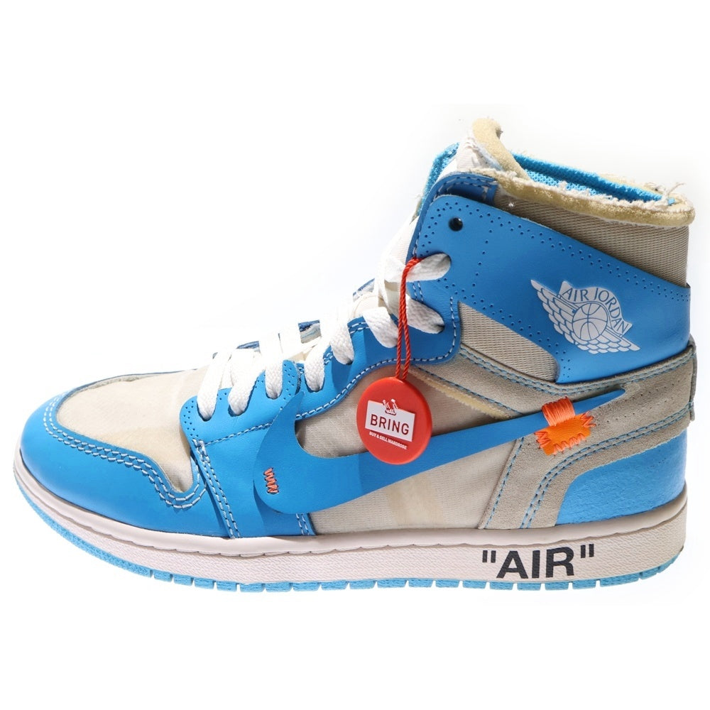 NIKE(ナイキ) ×OFF-WHITE AIR JORDAN 1 POWDER BLUE UNC AQ0818-148 オフホワイト エアジョーダン1 パウダーブルー ハイカットスニーカー US7.5/25.5cm ホワイト/ブルー