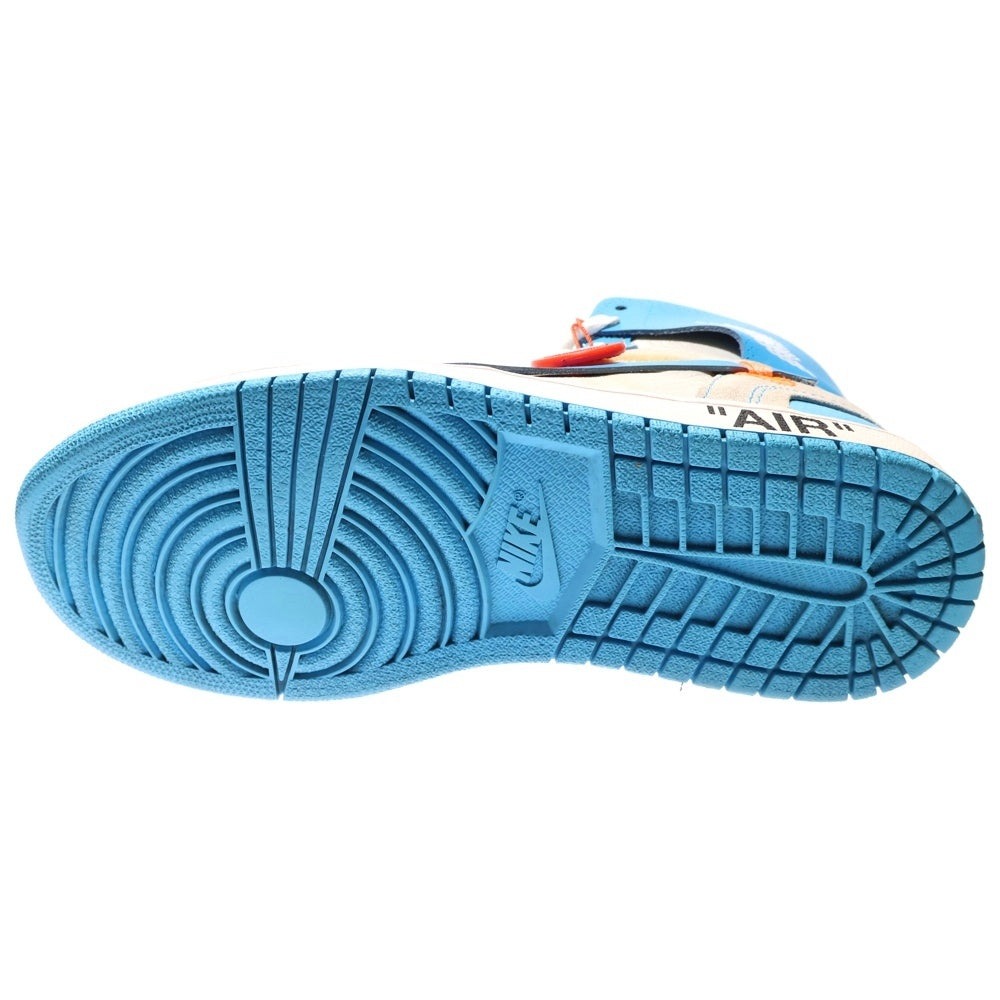 NIKE(ナイキ) ×OFF-WHITE AIR JORDAN 1 POWDER BLUE UNC AQ0818-148 オフホワイト エアジョーダン1 パウダーブルー ハイカットスニーカー US7.5/25.5cm ホワイト/ブルー