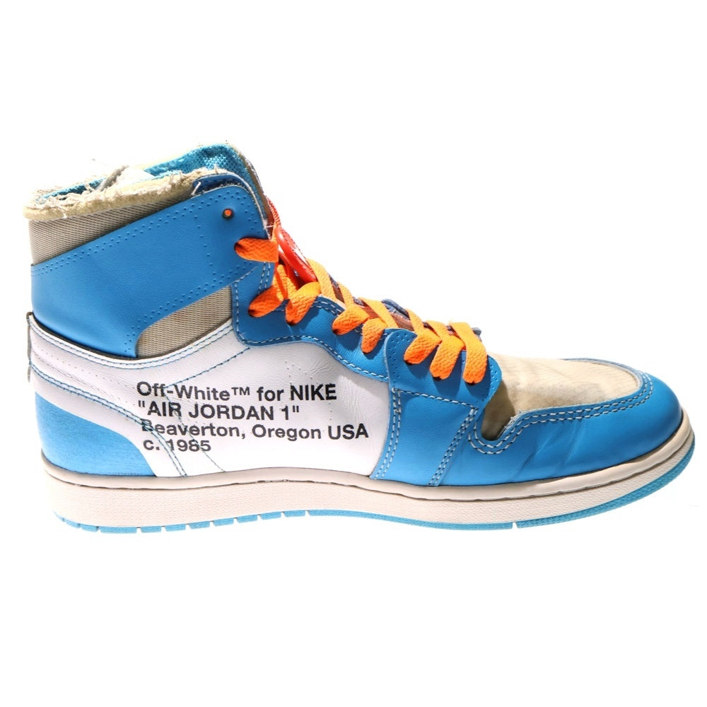 NIKE(ナイキ) ×OFF-WHITE AIR JORDAN 1 POWDER BLUE UNC AQ0818-148 オフホワイト エアジョーダン1 パウダーブルー ハイカットスニーカー US10/28.0cm ホワイト/ブルー