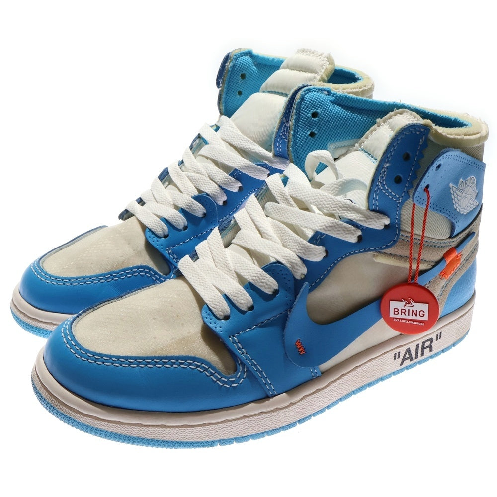 NIKE(ナイキ) ×OFF-WHITE AIR JORDAN 1 POWDER BLUE UNC AQ0818-148 オフホワイト エアジョーダン1 パウダーブルー ハイカットスニーカー US6.5/24.5cm ホワイト/ブルー