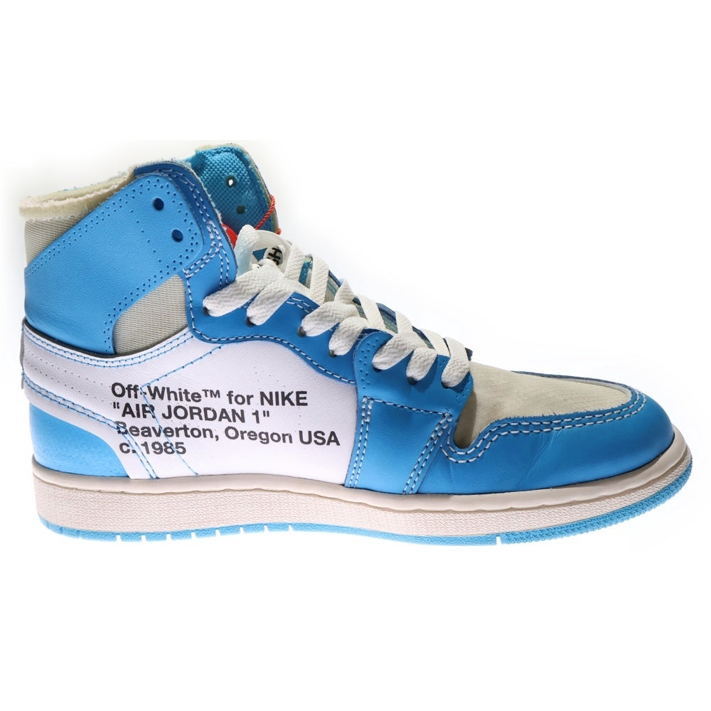 NIKE(ナイキ) ×OFF-WHITE AIR JORDAN 1 POWDER BLUE UNC AQ0818-148 オフホワイト エアジョーダン1 パウダーブルー ハイカットスニーカー US6.5/24.5cm ホワイト/ブルー