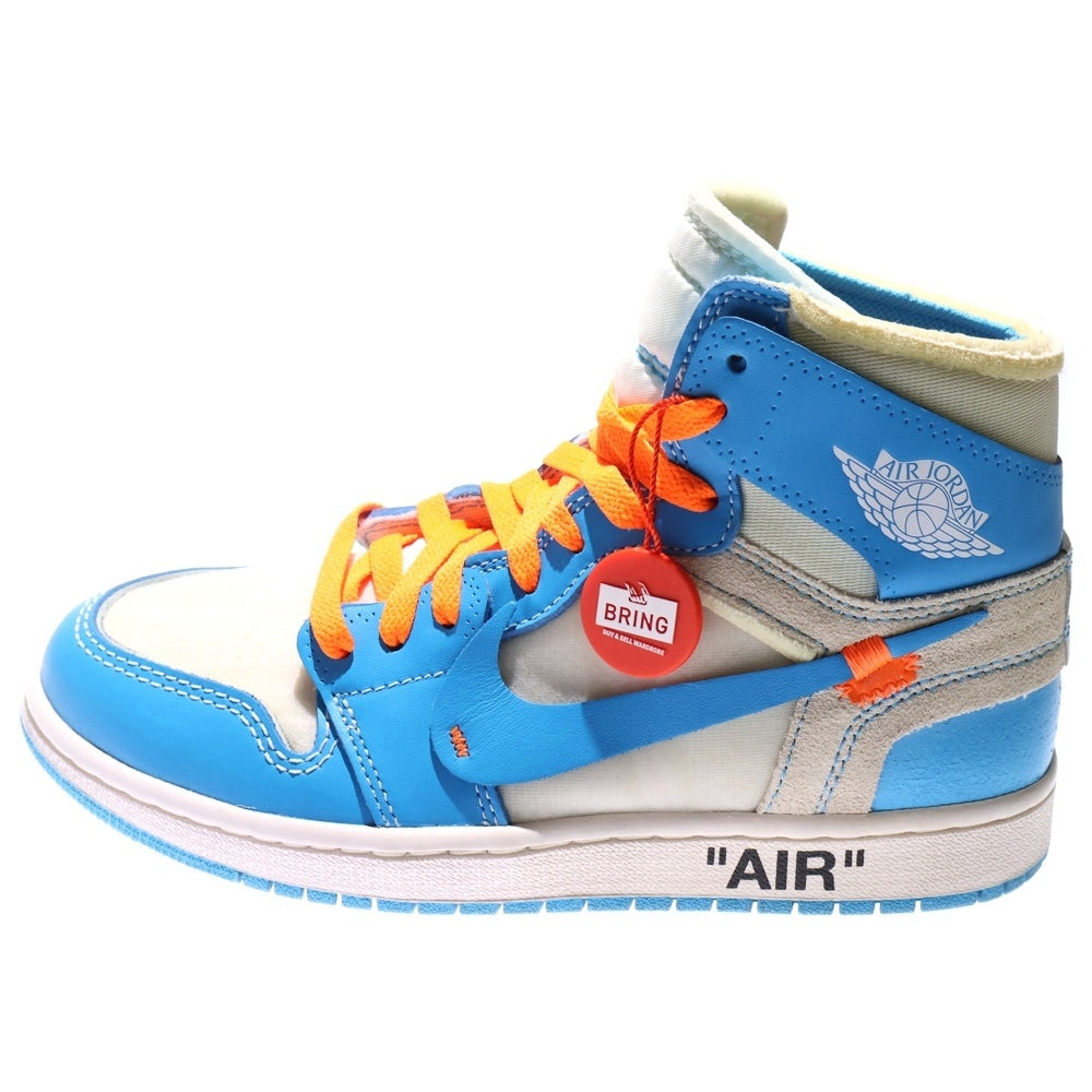 NIKE(ナイキ) ×OFF-WHITE AIR JORDAN 1 POWDER BLUE UNC AQ0818-148 オフホワイト エアジョーダン1 パウダーブルー ハイカットスニーカー US6.5/24.5cm ホワイト/ブルー