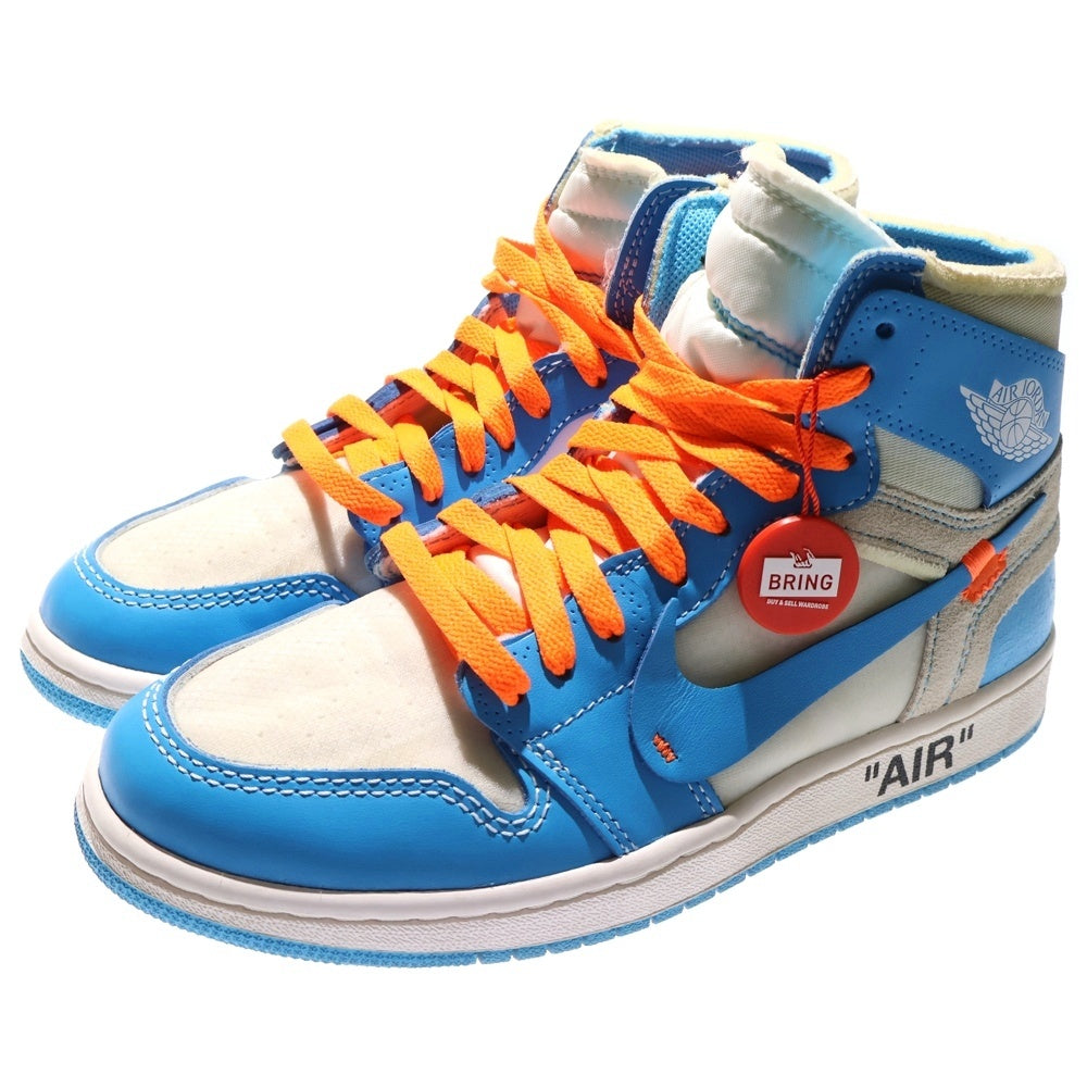 NIKE(ナイキ) ×OFF-WHITE AIR JORDAN 1 POWDER BLUE UNC AQ0818-148 オフホワイト エアジョーダン1 パウダーブルー ハイカットスニーカー US6.5/24.5cm ホワイト/ブルー