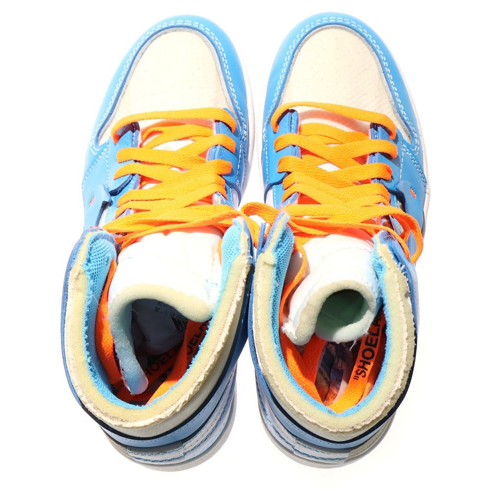 NIKE(ナイキ) ×OFF-WHITE AIR JORDAN 1 POWDER BLUE UNC AQ0818-148 オフホワイト エアジョーダン1 パウダーブルー ハイカットスニーカー US6.5/24.5cm ホワイト/ブルー