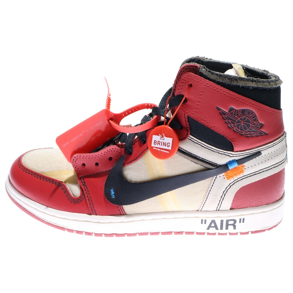 NIKE(ナイキ) ×OFF-WHITE THE 10 AIR JORDAN 1 CHICAGO AA3834-101 オフホワイト ザテン エアジョーダンシカゴ ハイカットスニーカー US9/27.0cm ホワイト/レッド