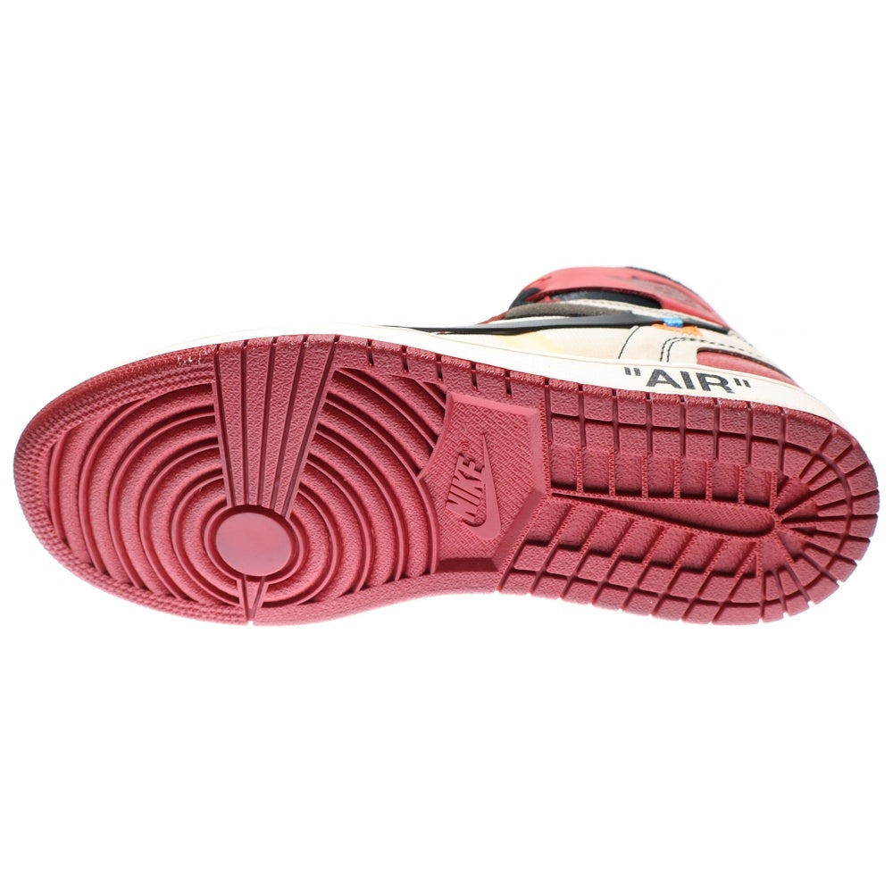 NIKE(ナイキ) ×OFF-WHITE THE 10 AIR JORDAN 1 CHICAGO AA3834-101 オフホワイト ザテン エアジョーダンシカゴ ハイカットスニーカー US9/27.0cm ホワイト/レッド