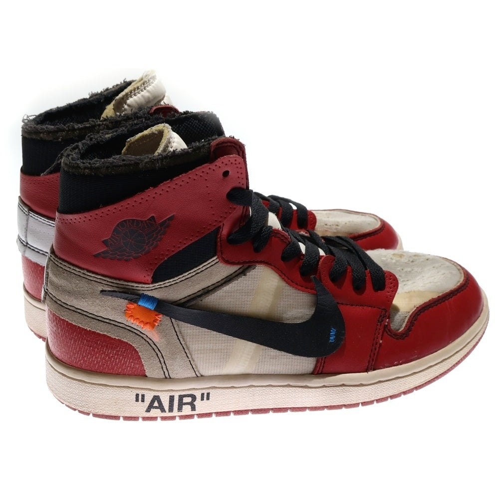 NIKE(ナイキ) ×OFF-WHITE THE 10 AIR JORDAN 1 CHICAGO AA3834-101 オフホワイト ザテン エアジョーダンシカゴ ハイカットスニーカー US8.5/26.5cm ホワイト/レッド