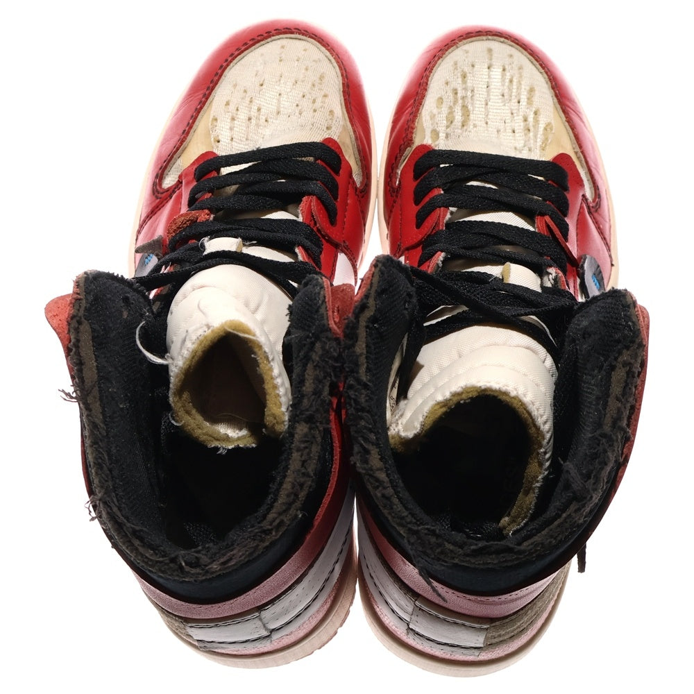 NIKE(ナイキ) ×OFF-WHITE THE 10 AIR JORDAN 1 CHICAGO AA3834-101 オフホワイト ザテン エアジョーダンシカゴ ハイカットスニーカー US8.5/26.5cm ホワイト/レッド