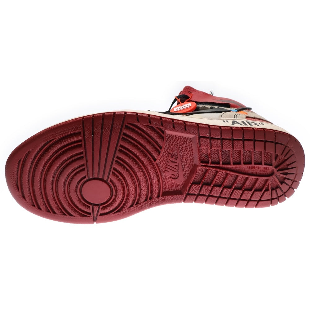 NIKE(ナイキ) ×OFF-WHITE THE 10 AIR JORDAN 1 CHICAGO AA3834-101 オフホワイト ザテン エアジョーダンシカゴ ハイカットスニーカー US8.5/26.5cm ホワイト/レッド