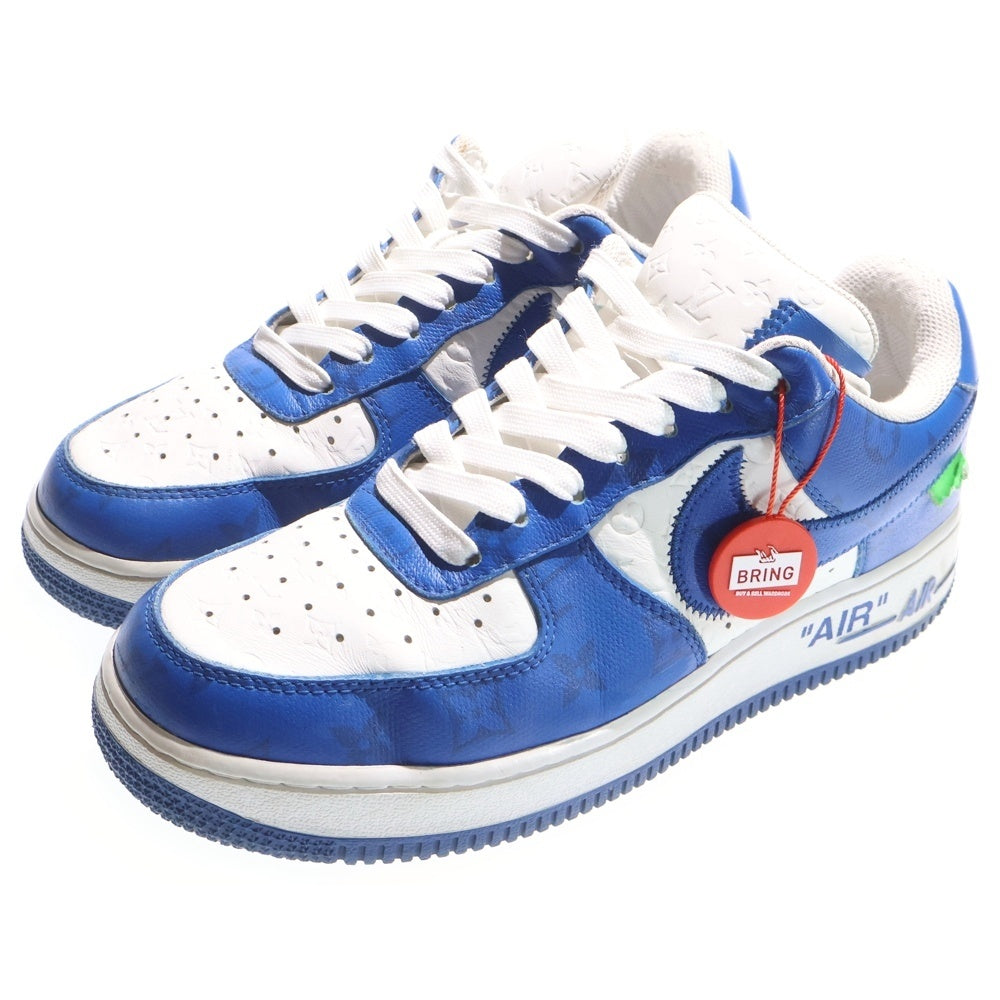 LOUIS VUITTON(ルイヴィトン) ×NIKE AIR FORCE 1 LOW 1A9VAO ナイキ モノグラム レザーローカットスニーカー ホワイト/ブルー US7/25.0cm レディース
