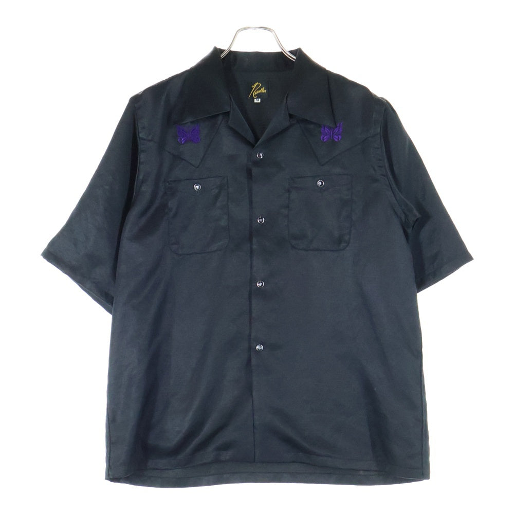 Needles(ニードルス) 23SS Cowboy One-Up Shirt MR254 カウボーイ 半袖シャツ サテン ブラック