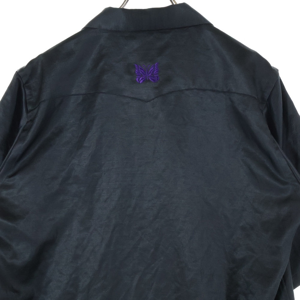 Needles(ニードルス) 23SS Cowboy One-Up Shirt MR254 カウボーイ 半袖シャツ サテン ブラック