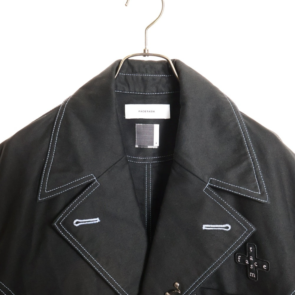 FACETASM(ファセッタズム) 24AW KR-CO-M01 カラーステッチ ロングコート ブラック